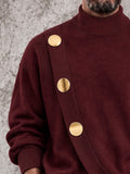 Modern Bold Button Accent Turtleneck Sweater