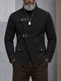 Urban Punk Convertible Collar Faux Suede Jacket