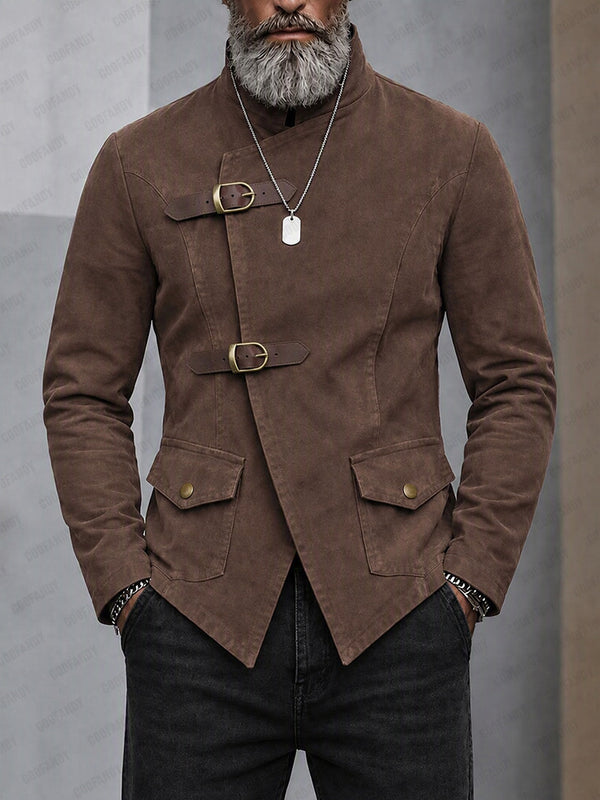 Urban Punk Convertible Collar Faux Suede Jacket