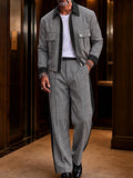 Modern Faux Suede Trim Houndstooth Co-Ord Set