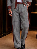 Modern Faux Suede Trim Houndstooth Co-Ord Set