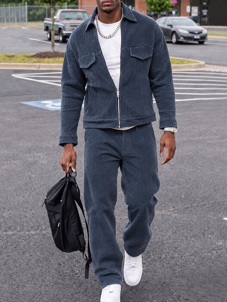 Men's Corduroy Jacket Pants Set - Urban Casual Texture – COOFANDY