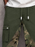 Street Style Camo Panel Cargo Jogger Pants