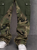Street Style Camo Panel Cargo Jogger Pants