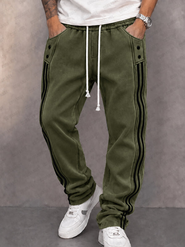 Casual Faux Suede Side Stripe Jogger Pants