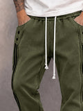 Casual Faux Suede Side Stripe Jogger Pants