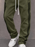 Casual Faux Suede Side Stripe Jogger Pants