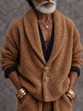 Casual Polar Fleece Shawl Collar Cardigan