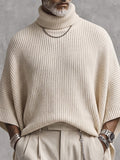 Modern High-Low Hem Batwing Sleeve Turtleneck Sweater