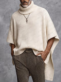 Modern High-Low Hem Batwing Sleeve Turtleneck Sweater