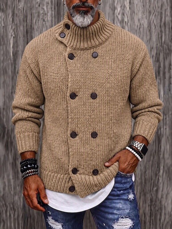 Timeless Double-Breasted Turtleneck Sweater