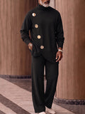 Urban Fashion Button Accent Turtleneck 2-Piece Set