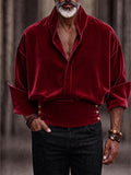 Luxe Velvet Double Placket Cinched Waist Shirt