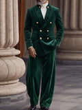 Smart Casual Velvet Double Breasted Suit Set