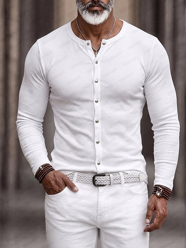 Versatile Simple Knit Button Shirt