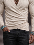 Casual Versatile Wrap V-Neck Slim Fit Top