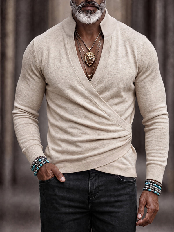 Casual Versatile Wrap V-Neck Slim Fit Top