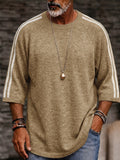 Casual Colorblock Striped 3/4 Sleeve Knit T-Shirt