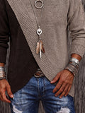 Stylish Two-Tone Ribbed Turtleneck Sweater