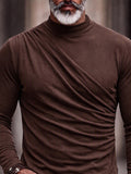 Urban Casual Pleated Design Mockneck Undershirt