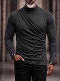 Urban Casual Pleated Design Mockneck Undershirt