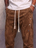 Elevated Casual Button Detail Suede Pants