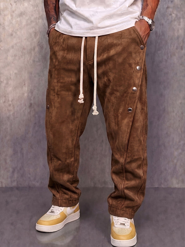 Elevated Casual Button Detail Suede Pants