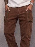 Retro Streetwear Button Cuff Corduroy Pants