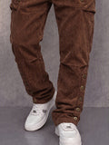 Retro Streetwear Button Cuff Corduroy Pants