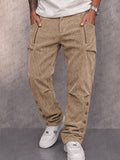 Retro Streetwear Button Cuff Corduroy Pants