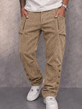 Retro Streetwear Button Cuff Corduroy Pants