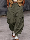 Urban Streetwear Faux Suede Cargo Joggers