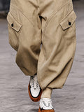 Urban Streetwear Faux Suede Cargo Joggers