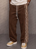 Casual Tribal Print Panel Corduroy Drawstring Pants