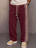 Casual Tribal Print Panel Corduroy Drawstring Pants