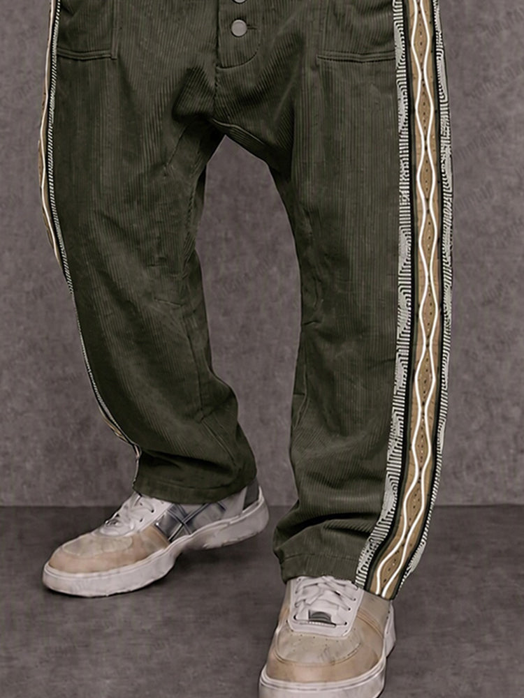 最終値引き済！ NILøS TWISTED CROTCH PANTS Men's Corduroy Tribal Print Drop Crotch Pants – COOFANDY