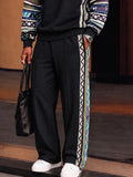 Athleisure Tribal Print Trim Stand Collar Matching Set