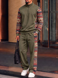 Fashion Sporty Tribal Print Trim Co-ord Set