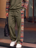 Fashion Sporty Tribal Print Trim Co-ord Set