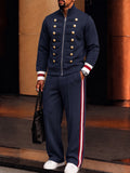 Military Style Gold Button Detail Tracksuit