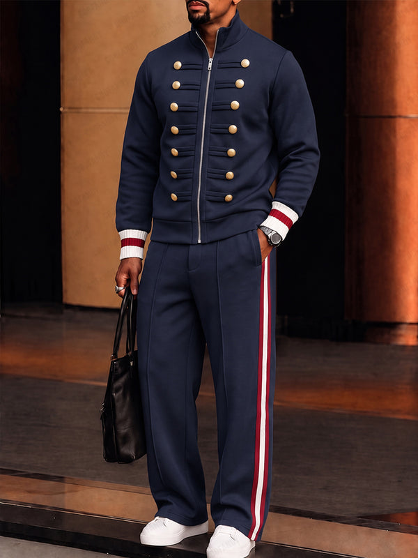 Military Style Gold Button Detail Tracksuit