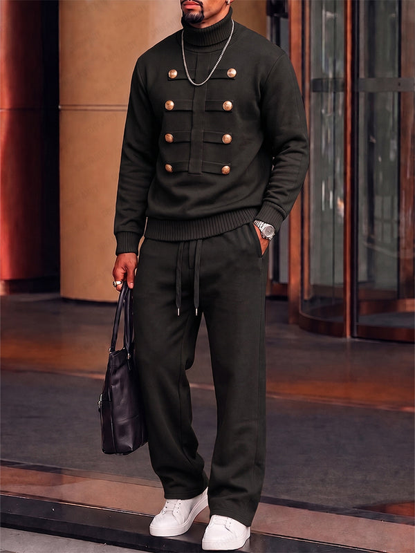 Military Inspired Turtleneck Pullover and Pants Set
