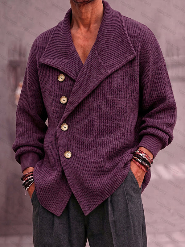 Chunky Shawl Collar Button Knit Cardigan