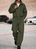 Cargo Style Pure Cotton Belted Jacket Pants Set