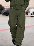 Cargo Style Pure Cotton Belted Jacket Pants Set