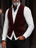 Luxury Velvet Shawl Collar Single Button Vest