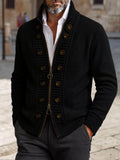 Comfy Two-way Zipper High Collar Cardigan