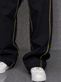 Casual Cross Embroidered Drawstring Pants
