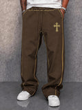 Casual Cross Embroidered Drawstring Pants
