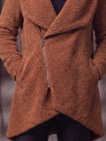 Warm Asymmetrical Zip Fleece Long Coat
